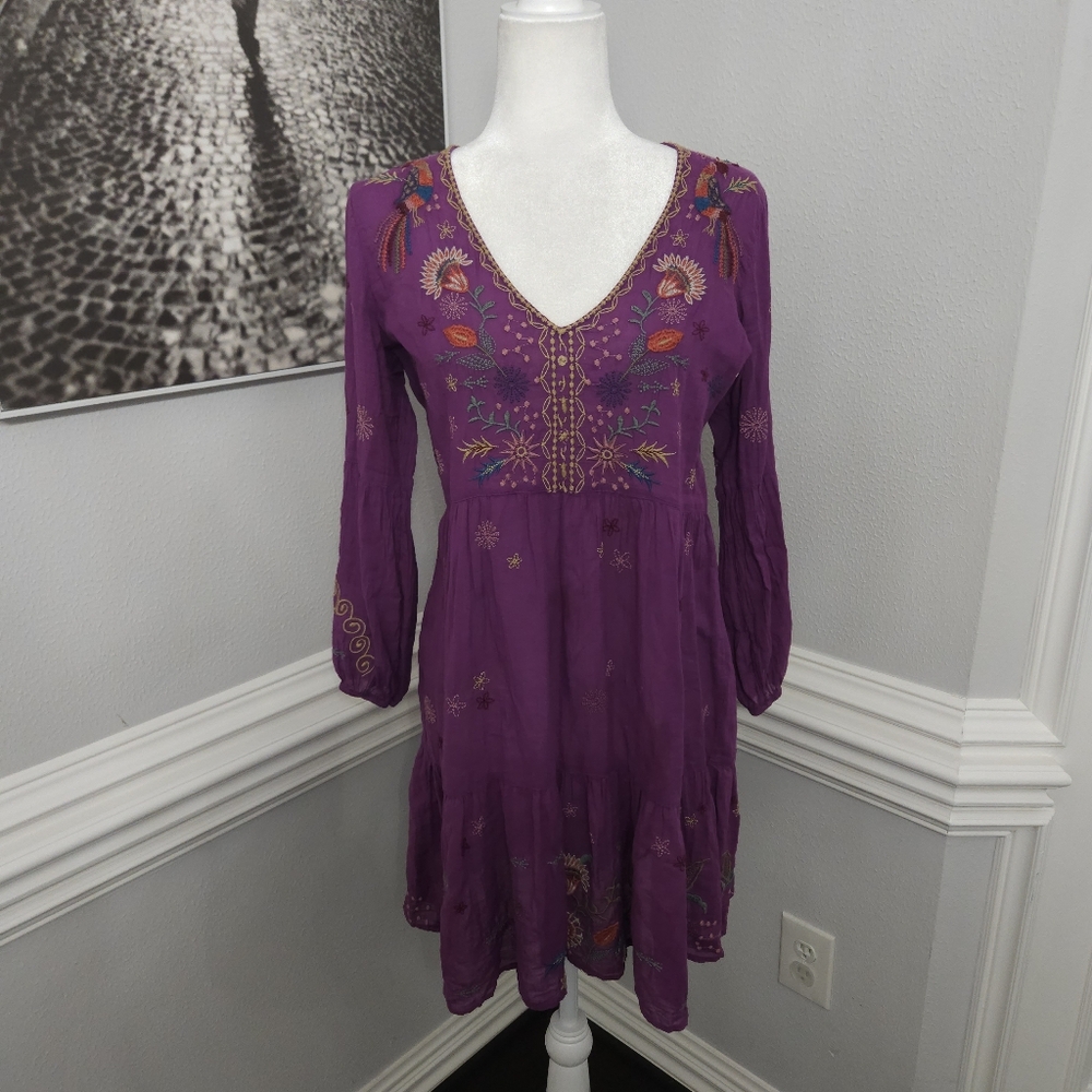 NWT Johnny Was Workshop LUCY EASY TIERED DRESS purple size xs - Picture 5 of 13